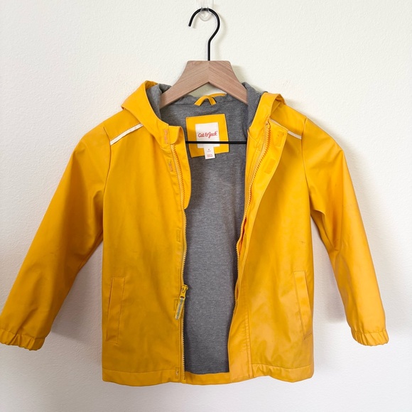 Cat & Jack Other - Cat and Jack Rain Coat Hooded Jacket Waterproof Lined Girls Boys Yellow Size 6